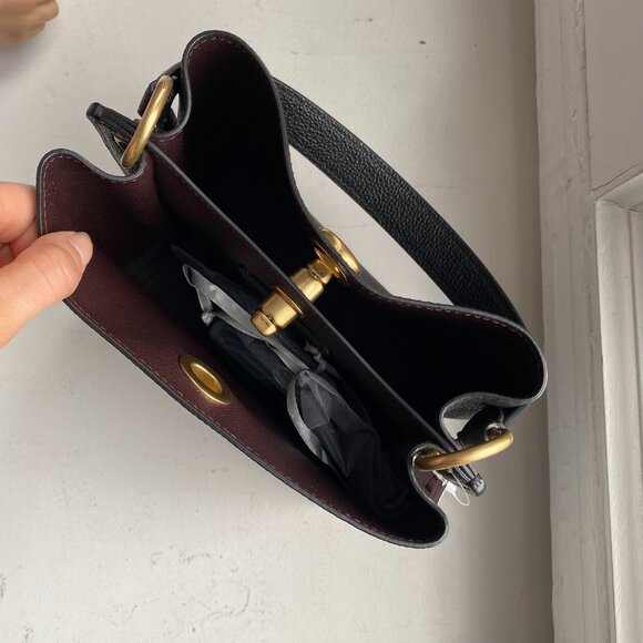 Coach Black Pebbled Leather Charlie Bucket Bag NWT - Picture 4 of 11